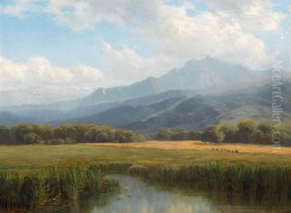 Blick Auf Den Pilatus Von Der Horwer Ebene Aus Oil Painting by Niklaus von Pfyffer