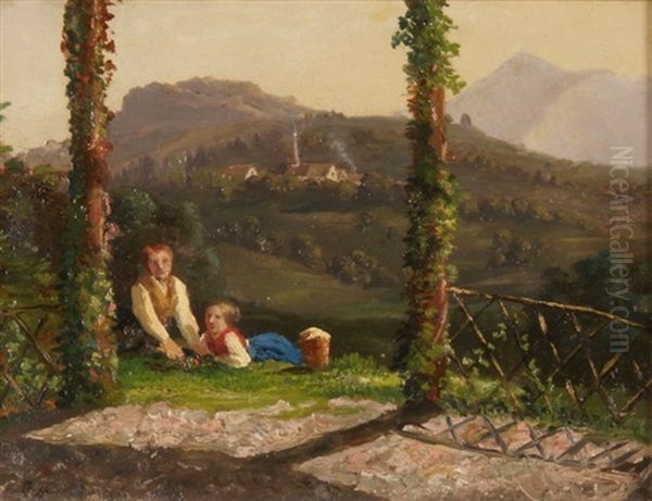 Blick Vom Pavillon Der Villa Hubeli Gegen Das Kloster Wesemlin Oil Painting by Niklaus von Pfyffer