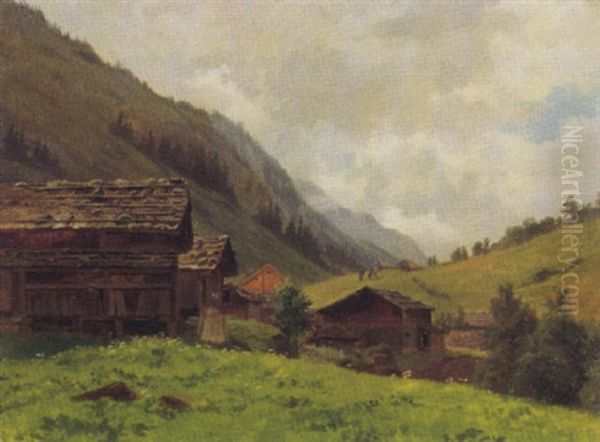 Alphutten Bei Gewitterstimmung Oil Painting by Niklaus von Pfyffer