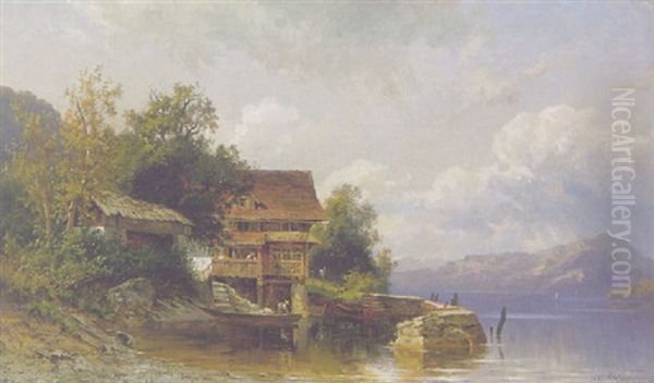 Wirtshaus Treib Am Vierwaldstattersee Oil Painting by Niklaus von Pfyffer