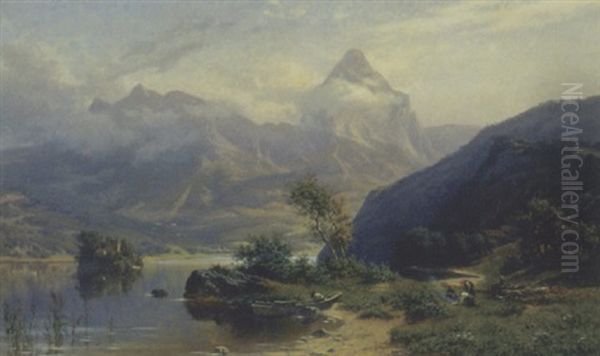 Lauerzersee Mit Mythen Oil Painting by Niklaus von Pfyffer