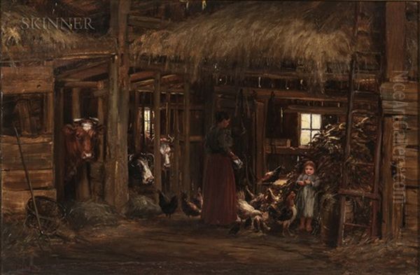 Interior Of The Barn At Chesham Oil Painting by William Preston Phelps