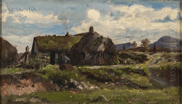 Sod-roofed Cottage Oil Painting by William Preston Phelps