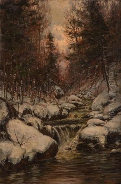 Winter In The White Mountains, New Hampshire Oil Painting by William Preston Phelps