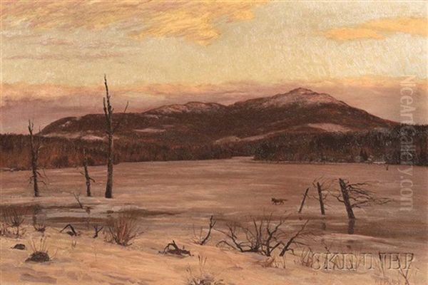 Winter Landscape With A Lone Fox Oil Painting by William Preston Phelps