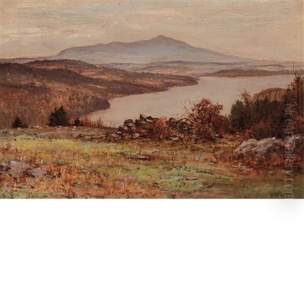 Looking South Across Silver Lake Toward Mount Monadnock, Elliot's Ledge, Near Nelson Center, New Hampshire Oil Painting by William Preston Phelps