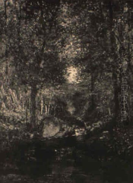 A Brook In The Forest Oil Painting by William Preston Phelps