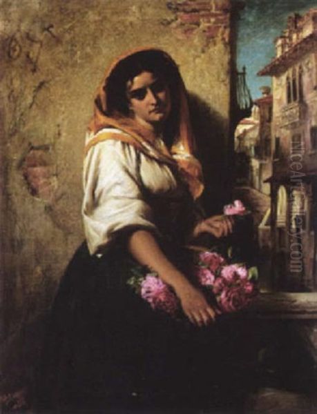 The Flower Seller Oil Painting by John Philip