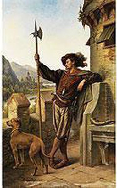 Der Wachter Auf Einer Burg Oil Painting by Leopold Bode