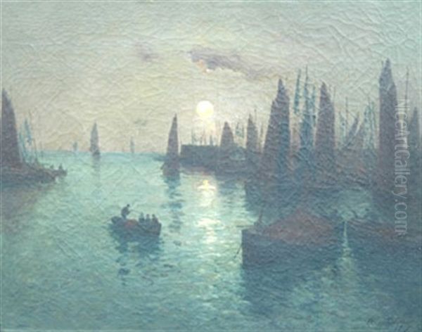 Retour De Peche Soleil Couchant by Paul Philippe