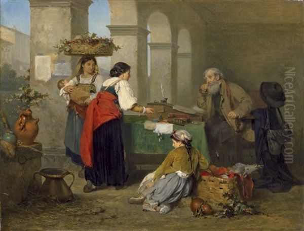 Beim Geldverleiher Oil Painting by Karel Frans Philippeau