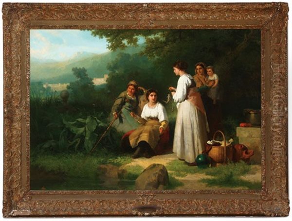 A Good Catch Oil Painting by Karel Frans Philippeau