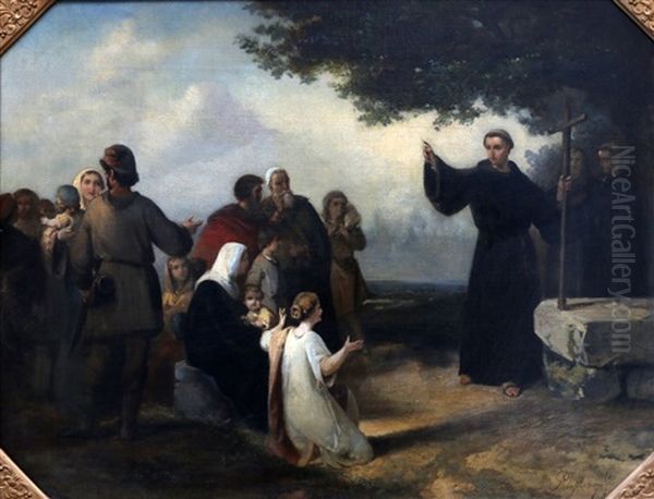 Monnik Met Een Luisterend Gezelschap Oil Painting by Karel Frans Philippeau