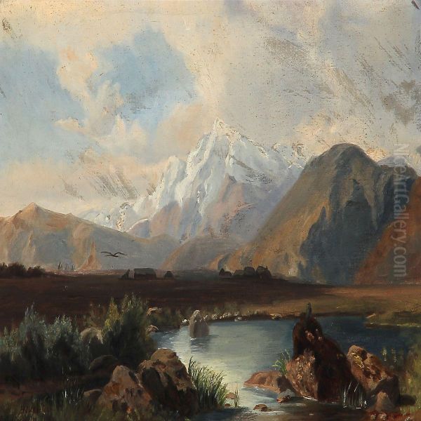 Mountain Landscape Oil Painting by Wilhelm Bode