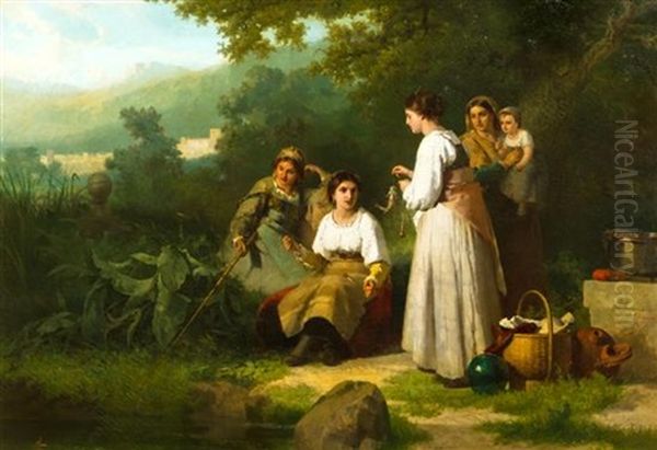 The Fishing Party Oil Painting by Karel Frans Philippeau