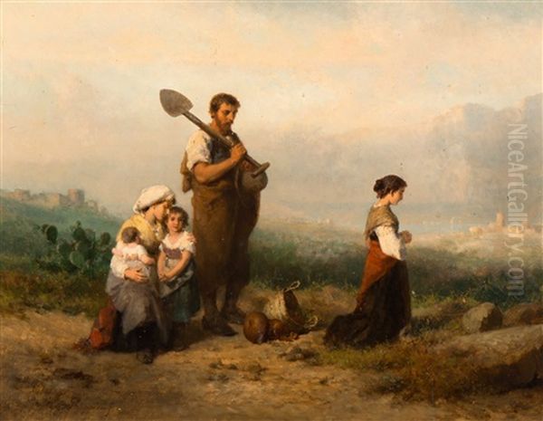 A Prayer By The Roadside Oil Painting by Karel Frans Philippeau