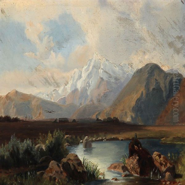 Mountain Landscape Oil Painting by Wilhelm Bode