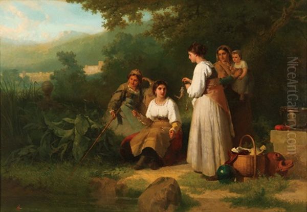 The Fishing Party Oil Painting by Karel Frans Philippeau