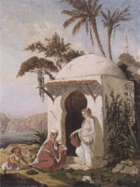 Orientaux Devant Le Marabout Oil Painting by Augustine Philippon