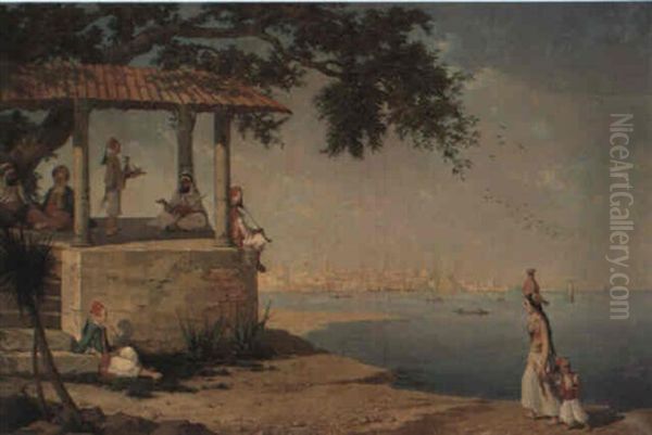 Terrasse Au Bord De L'eau Oil Painting by Augustine Philippon