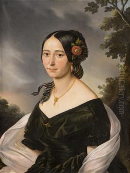 Portrait Of A Lady Oil Painting by Carl Ludwig Philippot