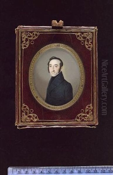 A Gentleman Wearing Black Suit And White Shirt Oil Painting by Carl Ludwig Philippot