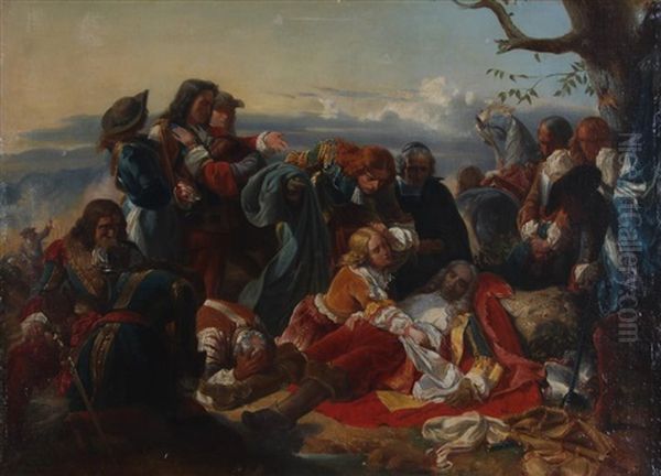 Death Of General Turene Oil Painting by Henri Felix Emmanuel Philippoteaux