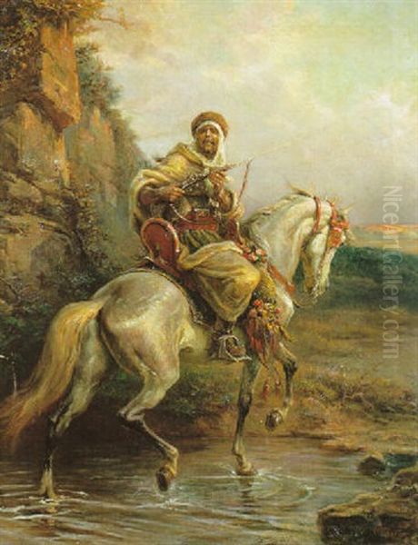 Cavalier Arabe Oil Painting by Henri Felix Emmanuel Philippoteaux