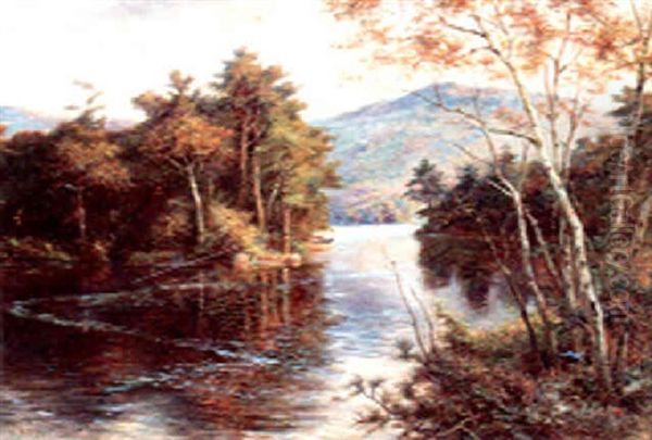 River Landscape Oil Painting by Paul Dominique Philippoteaux