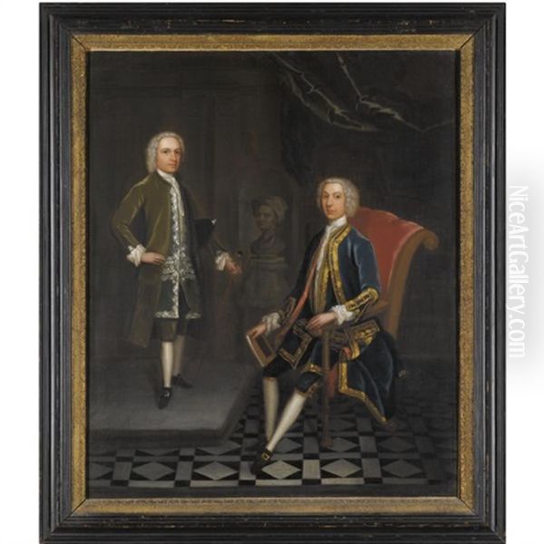 London Portrait Of Two Gentlemen Oil Painting by Charles Philips