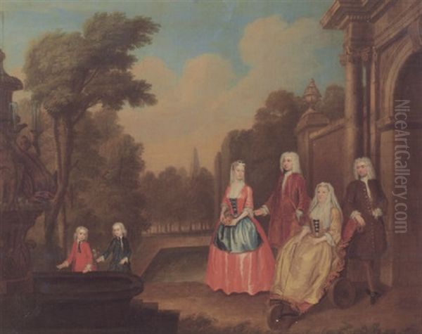 The Edwards Family On A Terrace Oil Painting by Charles Philips