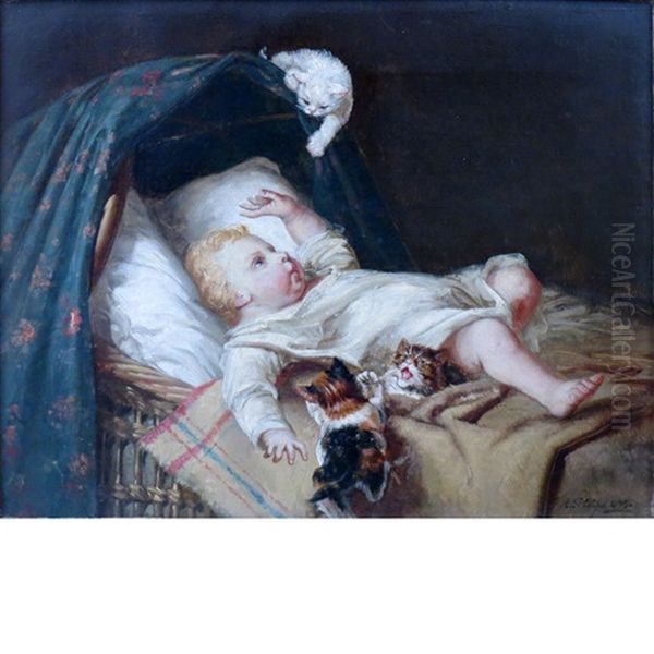 Child With Toy Oil Painting by Frank Albert Philips