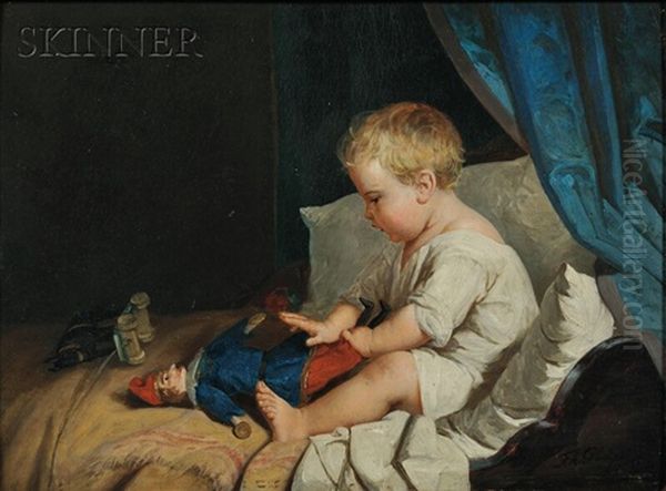 Seated Young Boy At Play Oil Painting by Frank Albert Philips