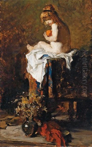 Das Kleine Modell (die Tochter Des Kunstlers) Oil Painting by Hermann Philips