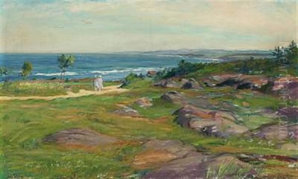 Coastal Scene With Persons Oil Painting by Sally Nikolai Philipsen