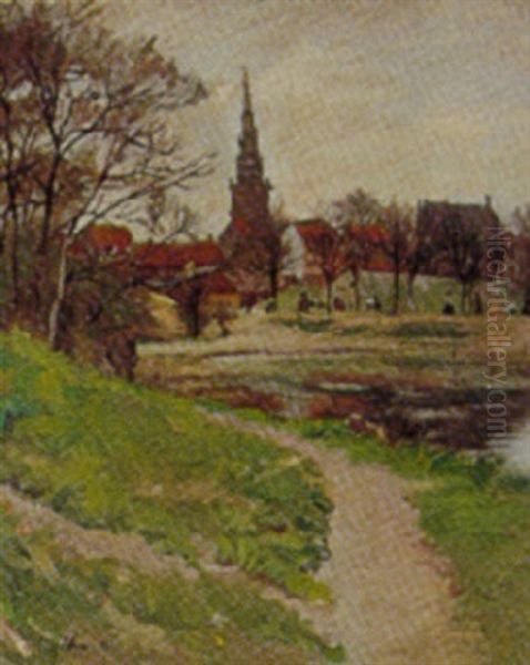 Udsigt Mod Frelser Kirke, Christianshavn Oil Painting by Sally Nikolai Philipsen