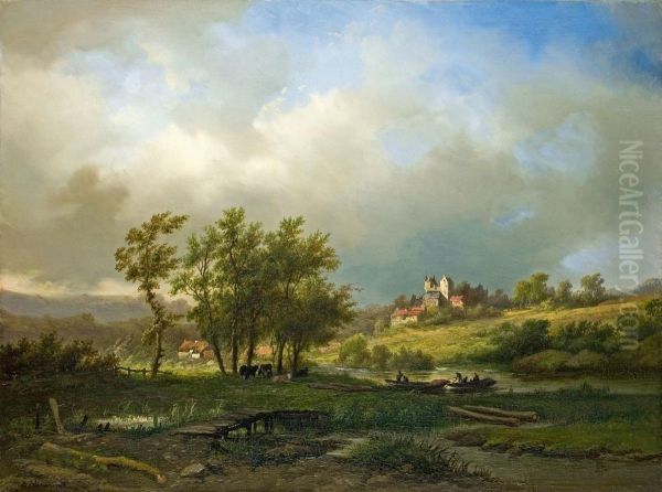 Landschaft Mit Fluss Und Burg Oil Painting by Willem Bodemann