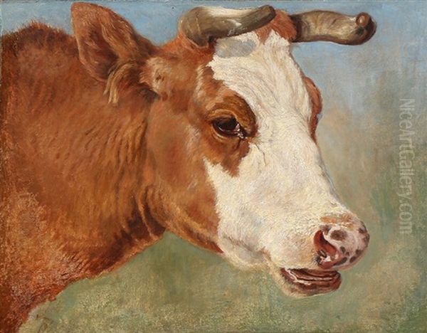 A Cow Oil Painting by Theodor Philipsen