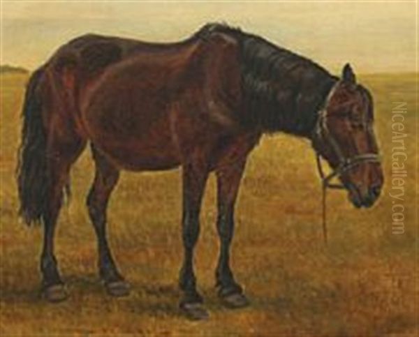 A Horse Oil Painting by Theodor Philipsen