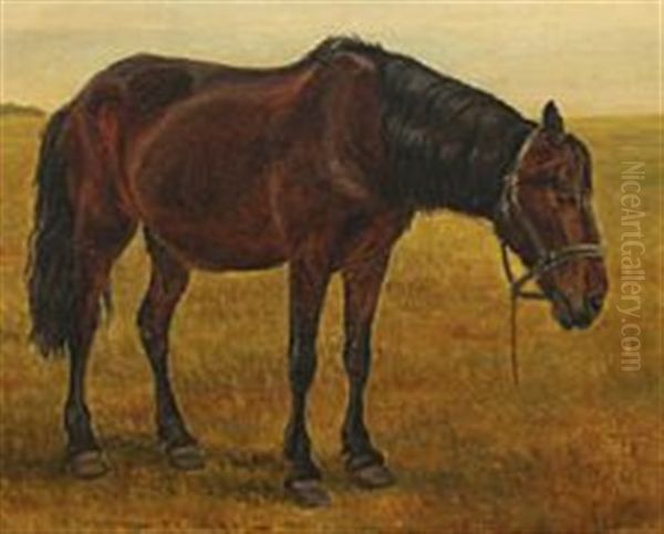 A Horse Oil Painting by Theodor Philipsen