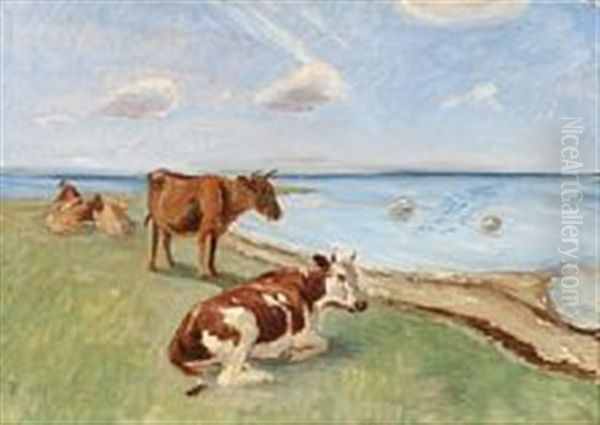 Cattle On Saltholm Island Oil Painting by Theodor Philipsen