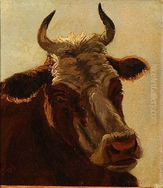 A Cow Oil Painting by Theodor Philipsen