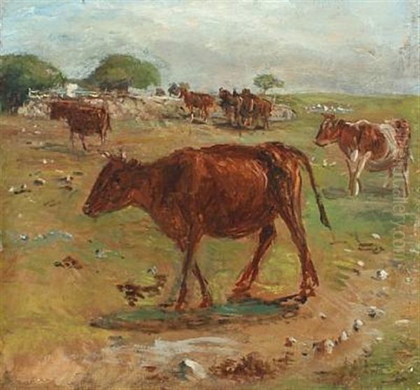 Grazing Cows At Saltholm Oil Painting by Theodor Philipsen