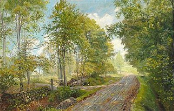 Vej Gennem Skoven Ved Bromolle Oil Painting by Theodor Philipsen