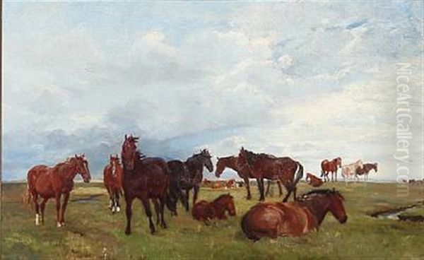 Horses On Saltholm, Denmark by Theodor Philipsen