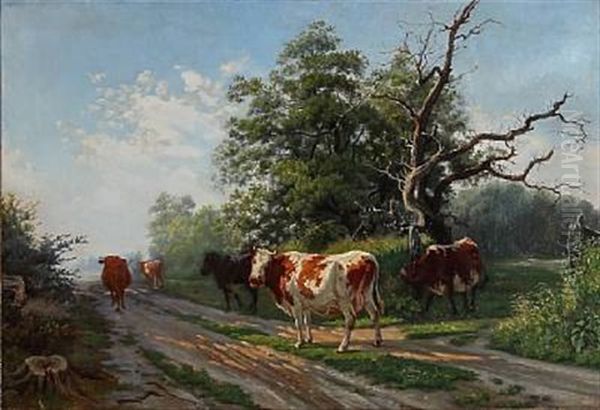 En Drift Kvaeg Oil Painting by Theodor Philipsen