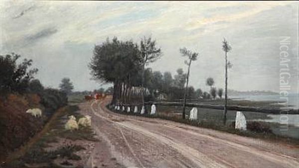 Landevej V. Faxe 1870 Oil Painting by Theodor Philipsen