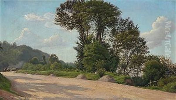 Country Road With Cows Oil Painting by Theodor Philipsen