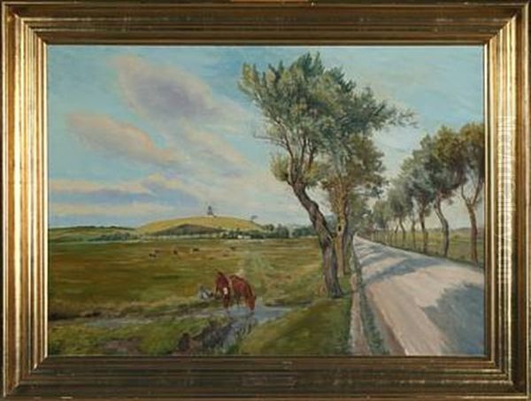 Landscape With Calves Oil Painting by Theodor Philipsen