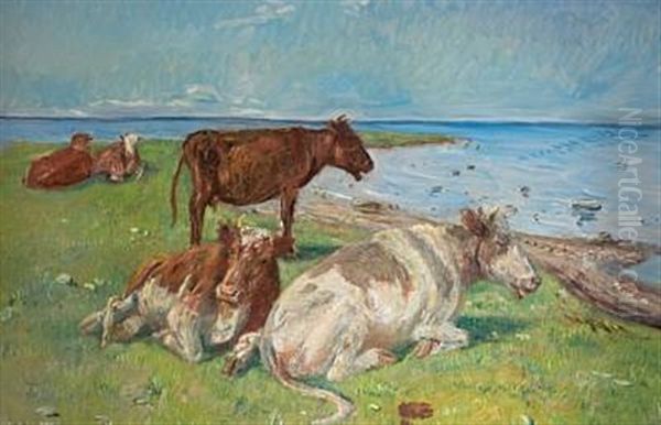 Cows, Salthol Strand Oil Painting by Theodor Philipsen